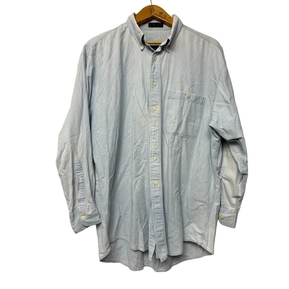 Vintage CHAPS-RALPH LAUREN CHAMBRAY LONG SLEEVE BUTTON DOWN SHIRT Men 16.5 32-33 - Picture 1 of 10